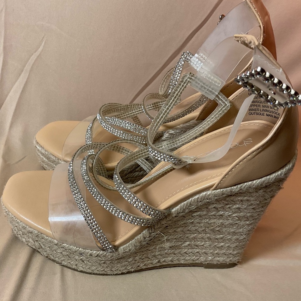 Sparkly Clear Strap Wedge Sandals
